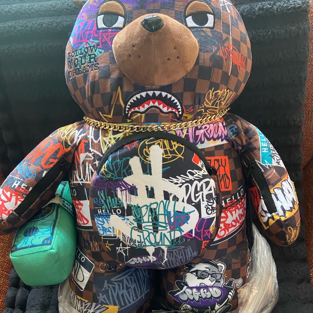 Graffiti Bear Plush with Green Cap - Picture 8 of 8